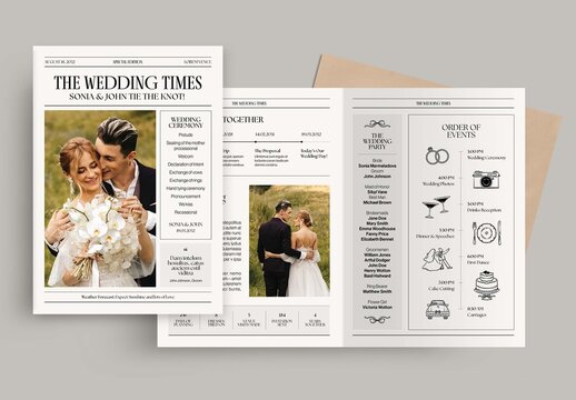 Wedding Newspaper Program Template