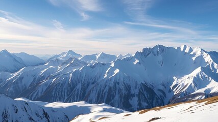 Obraz premium Snow covered mountain peaks in the Caucasus region showcasing breathtaking beauty and serenity, wilderness, snowcapped, mountain