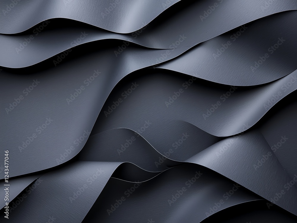 Poster an abstract close-up of flowing dark textures, showcasing smooth and wavy lines that create a sense 