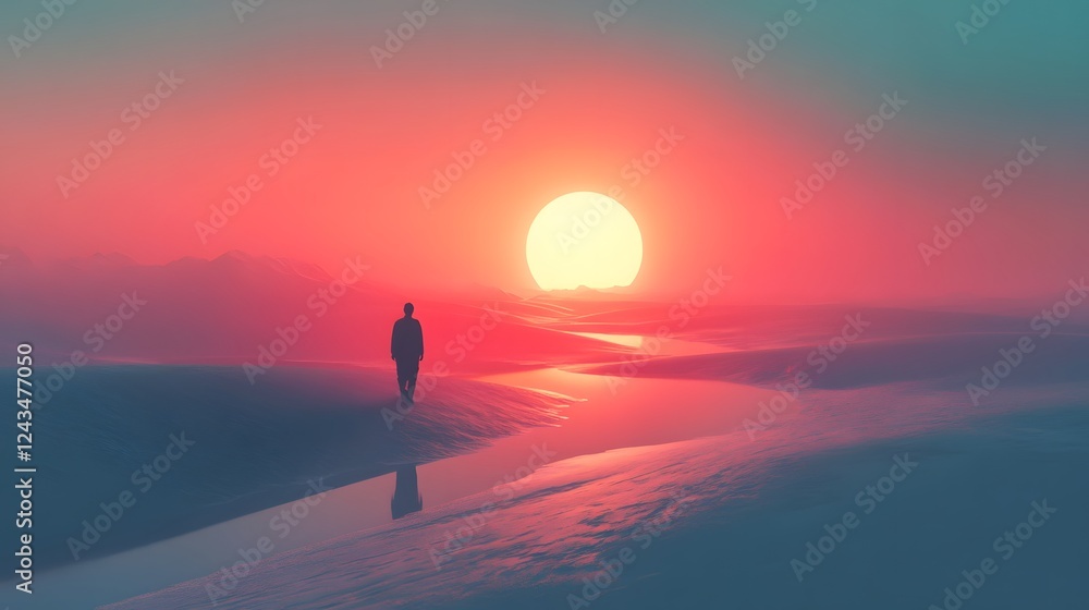 Poster captivating minimal gradient backdrop with soft airy hues and tranquil ambiance featuring a calm ser