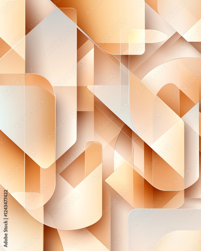 Poster an abstract composition of overlapping geometric shapes in warm, soft tones. this modern design offe