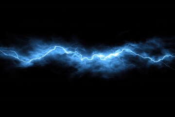 Dramatic Blue Lightning Strikes Over a Dark Background