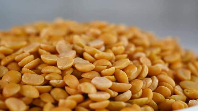 Closeup view of toor dal also called as pigeon pea.