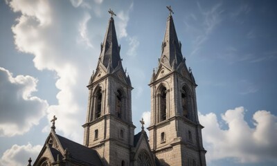 Tall spire of the church with a distinctive cross at the top, Spire, St Michaelis, Cross