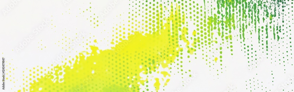 Fototapete Playful halftone pattern in vibrant neon yellow with green accents creating a dynamic visual experience