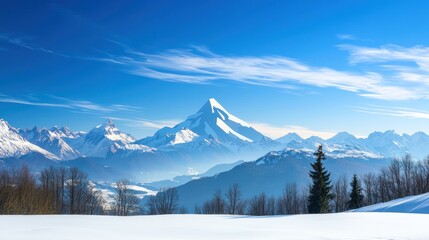Snow Covered Mountain Peak under Blue Sky
