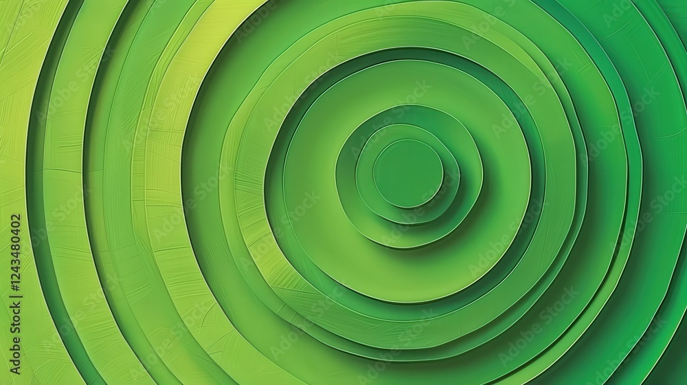 Poster a vibrant green spiral pattern, showcasing layered circular shapes that create a sense of depth and 