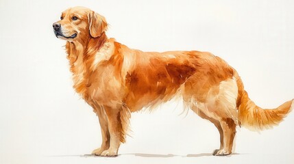 Obraz premium Golden Retriever Standing Elegantly on White Background