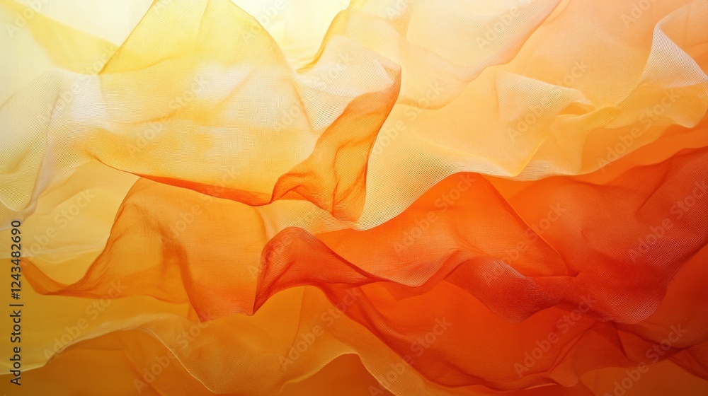 Leinwandbilder Warm orange and golden yellow gradient fabric creating a vibrant and dynamic atmosphere in an artistic display