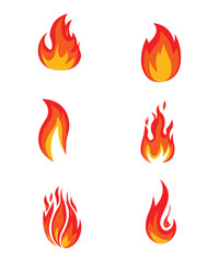 Red fiery flames isolated vector illustration set stock illustration
