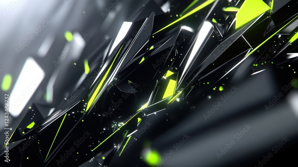 Leinwandbilder futuristic abstract background with sharp shapes and vivid neon accents in dynamic arrangement