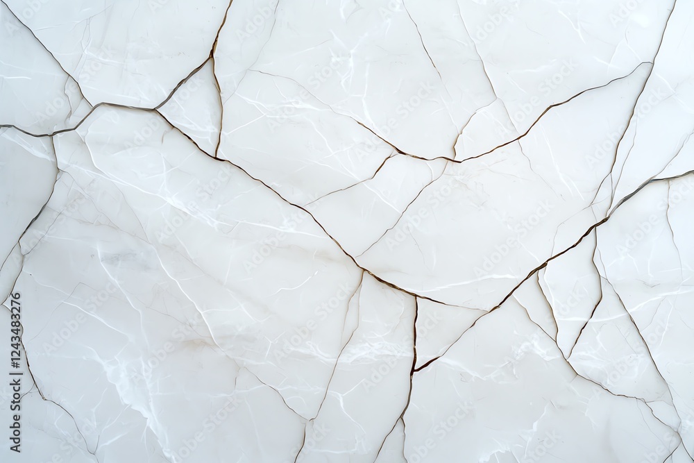 Poster elegant white marble surface featuring fine cracks and intricate patterns, ideal for backgrounds in 