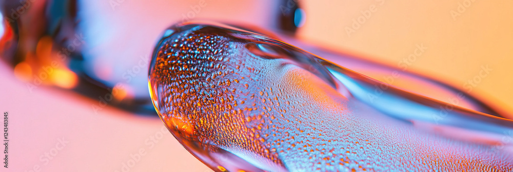 Aufkleber close-up of translucent object with water droplets under bi-chromatic illumination