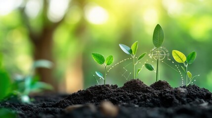 Financial metrics springing to life through verdant growth and blossoming potential