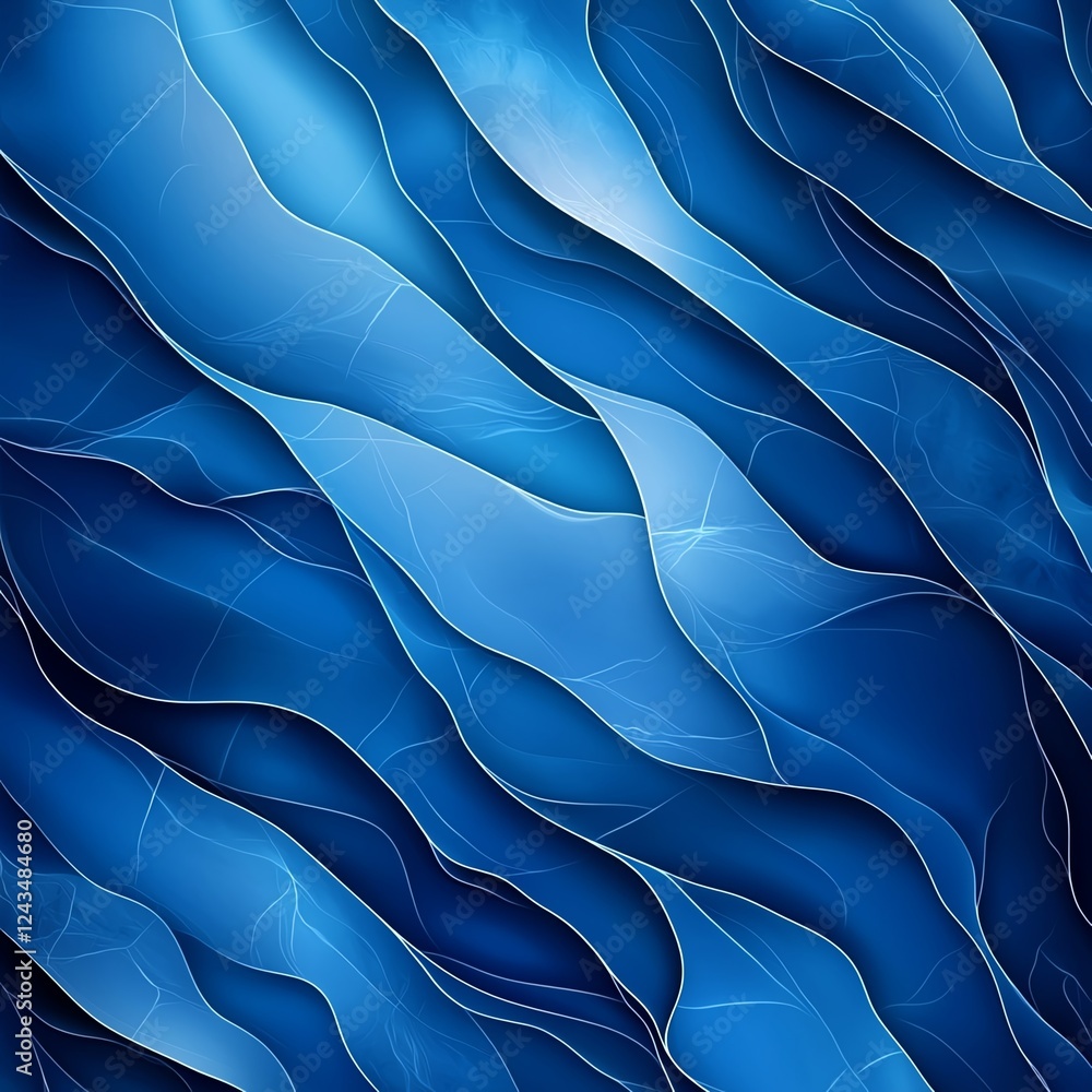 Poster this image features a mesmerizing blue abstract wave pattern, creating a soothing and calm atmospher