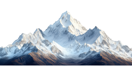 Mountain climbing adventure snowy peaks nature scene high altitude isolated on transparent background