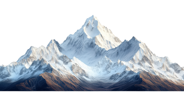 Mountain climbing adventure snowy peaks nature scene high altitude isolated on transparent background