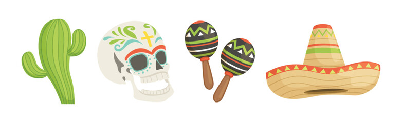 Mexican Object and Traditional Culture Element Vector Set
