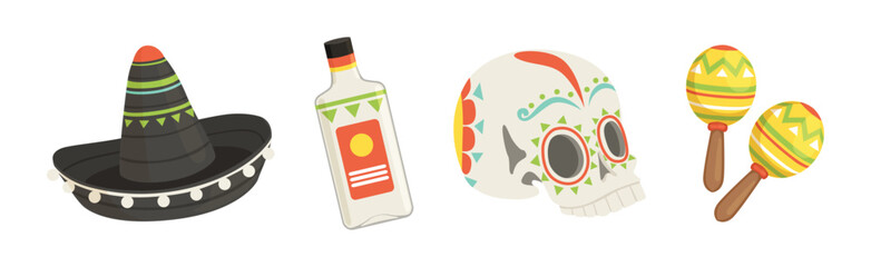 Mexican Object and Traditional Culture Element Vector Set