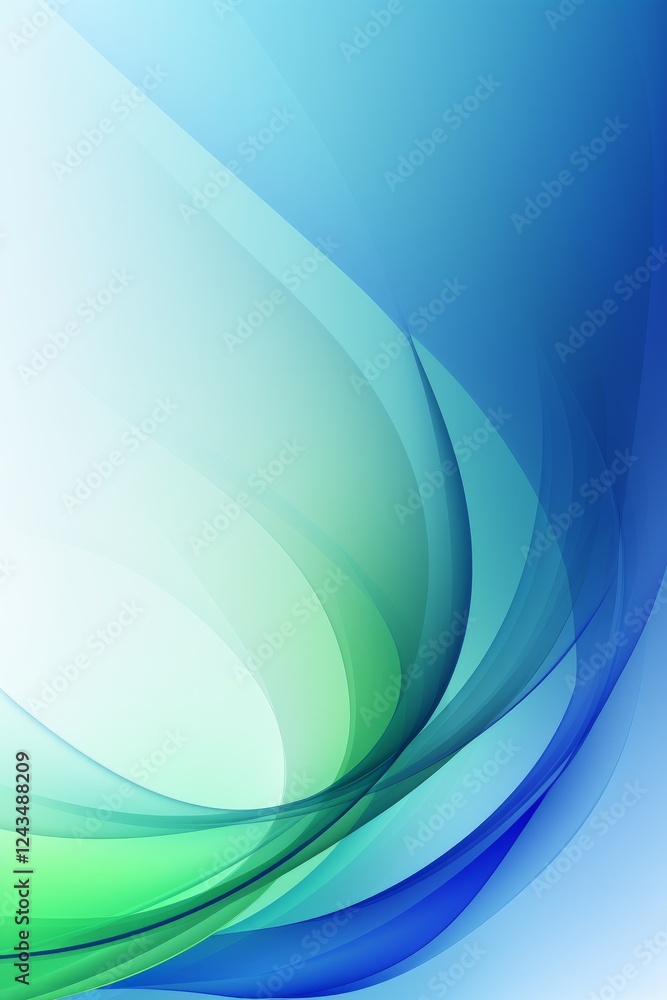 Aufkleber flowing waves of green and blue create a tranquil abstract composition. generative ai