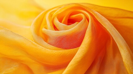 Yellow silk fabric swirl, close-up texture, soft background, fashion textile