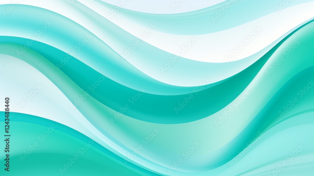 Poster flowing turquoise waves create a serene abstract backdrop for calmness. generative ai