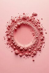 Fototapeta premium Dusty rose colored powder with textured flakes on a smooth surface, smooth, minimalist, dusty rose