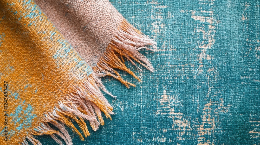 Aufkleber soft pencil strokes create a gradient effect on frayed fabric against a textured backdrop