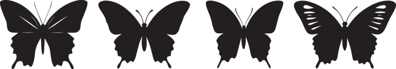 Silhouette set of  butterflies vector silhouette