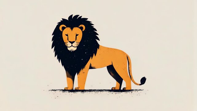 Majestic Lion Standing Proud on Minimalist Background in Textured Artistic Style Perfect for Bold Design Concepts and Animal-Themed Illustrations in Neutral Tones