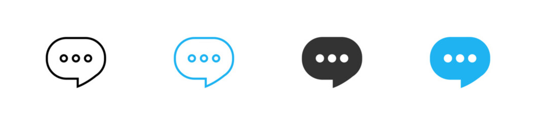 Chat speech bubble icon set different button. Chatting and messaging logo with dots. Vector isolated flat illustration