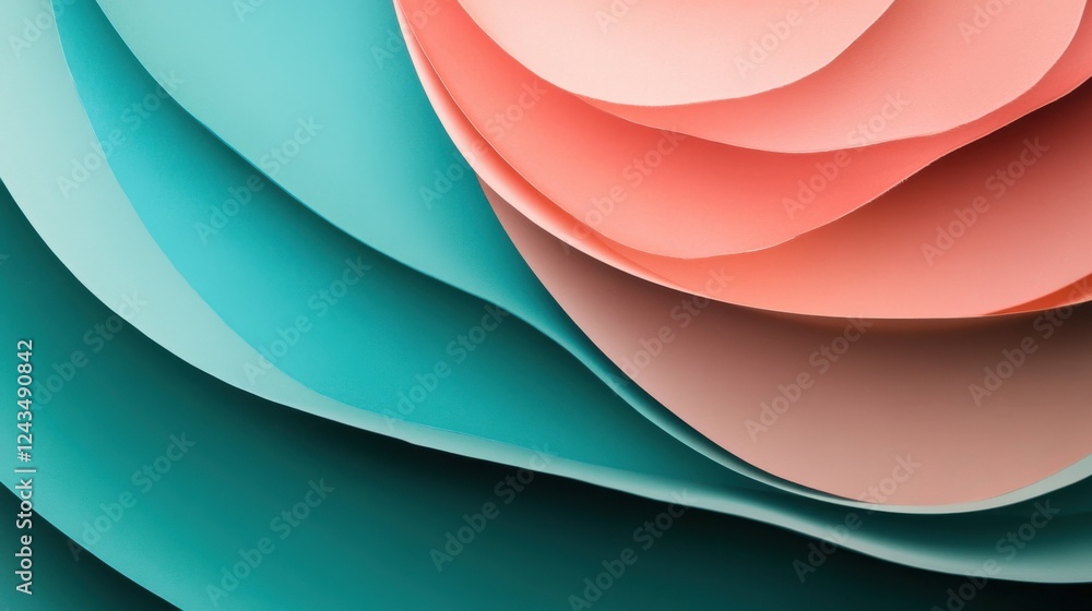 Poster Minimalist pencil strokes gradient with layered paper in soothing pastel colors creating an artistic backdrop