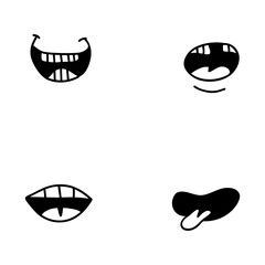 collection of fun minimalist mouth illustrations
featuring a variety of energetic expressions suitable for creative branding