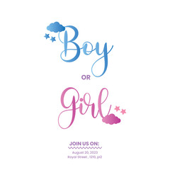 Boy or girl? Gender reveal party card, banner vector element design
