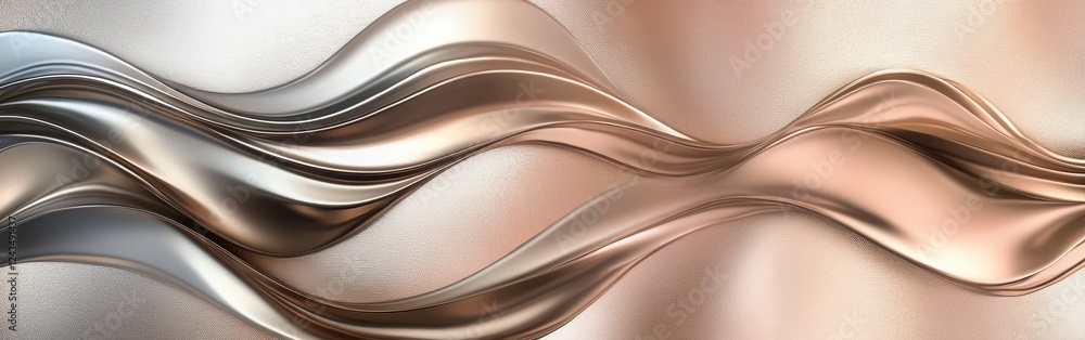 Poster metallic wave forms in rose gold champagne create an elegant visual flow in modern design
