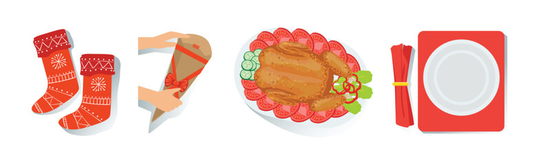 Festive Meal and Dish Cooking and Culinary Vector Set