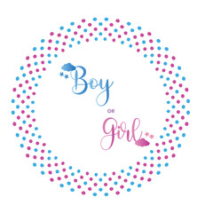 Boy or girl? Gender reveal party card, banner vector element design
