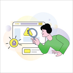 Fraud Fender Cybersecurity & Data Protection Vector Illustrations ID Theft, Hacking, Malware & Privacy Concepts