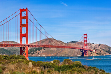 Sunset behind the Golden Gate Bridge in San Francisco