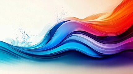 Fototapeta premium Dynamic hues create a stunning wave effect over a white surface.