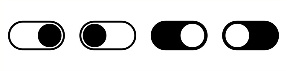 On and Off toggle switch button icons set. Setting control toggle ON OFF, switch buttons.