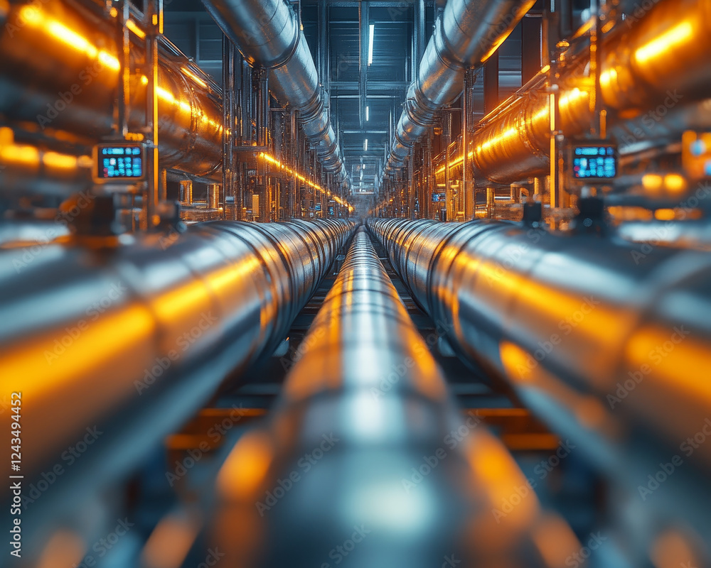 Poster clean modern pipeline system with automated monitoring