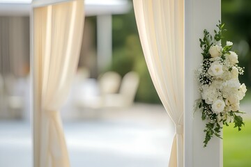 Close up, White square archway for trade fair or event