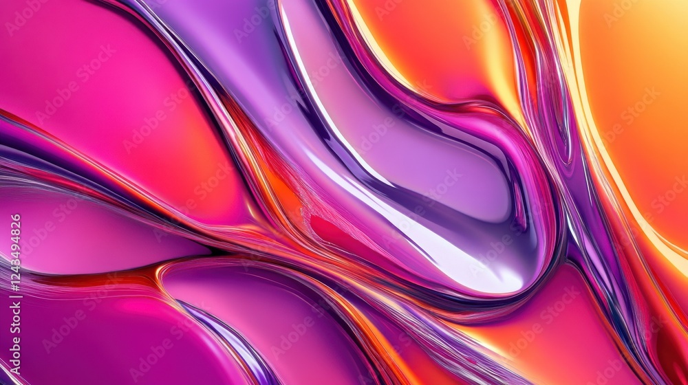 Leinwandbilder Vibrant magenta and sunset hues blend in a mesmerizing abstract display of flowing patterns and colors