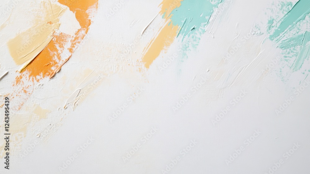 Poster delicate pencil strokes enhance an abstract white canvas featuring soft colors of orange and teal du