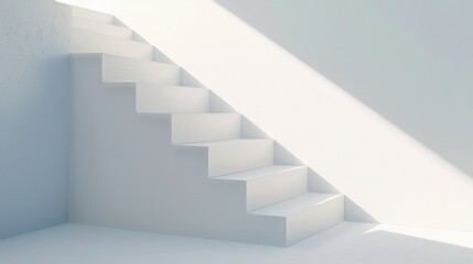 Fototapeta premium Sunlit Minimalist Staircase: A Modern Architectural Design