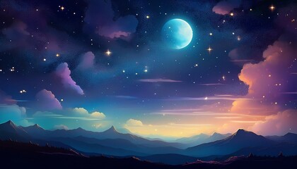 Naklejka premium dreamy night sky moon star