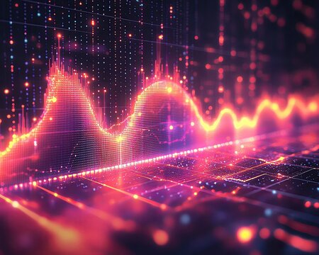 Probability Growth in Emerging Markets Vibrant digital sound wave visualization.