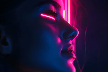 Dynamic design with neon lights on a dark background