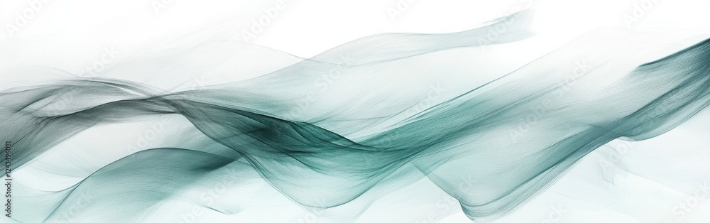 Poster Abstract composition of pencil strokes and random brush marks in cool shades